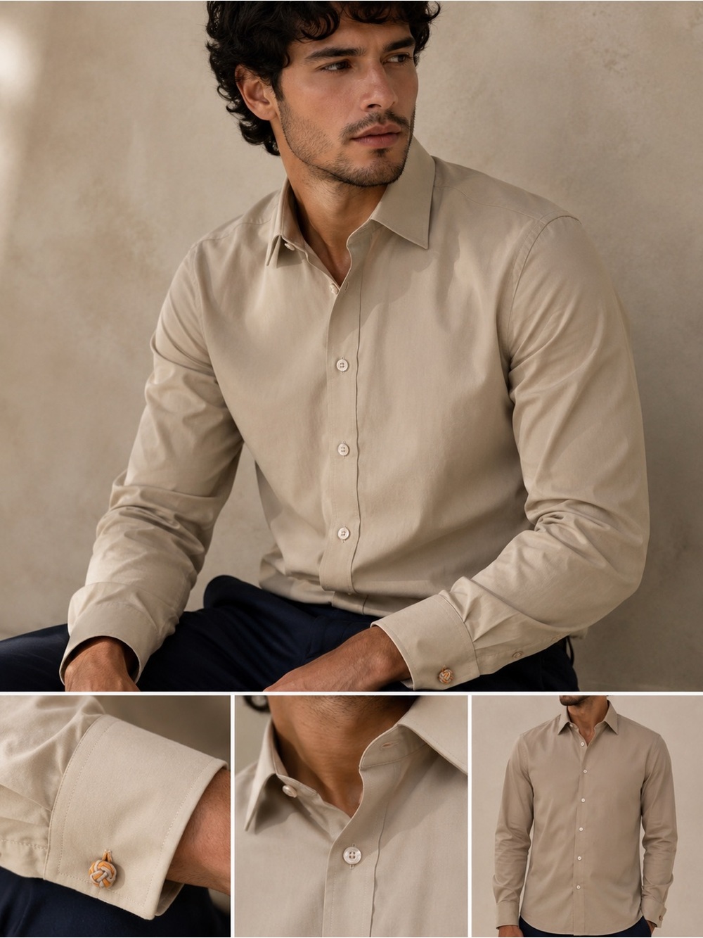 Button Down Beige Shirt | Casual  | Sean John XL | 100% Cotton
